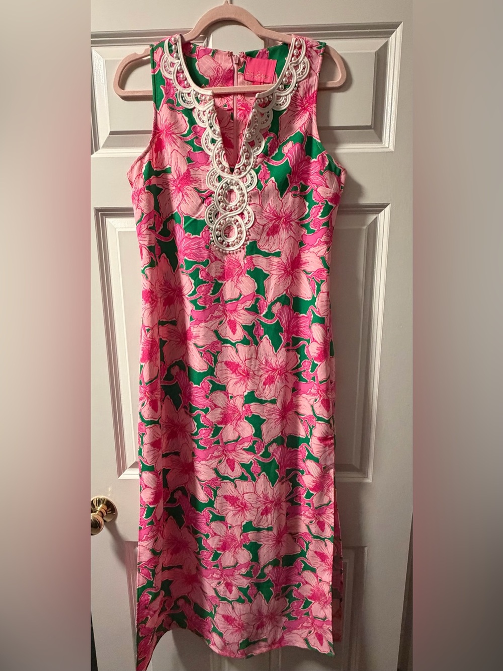 Pink & Green Floral Midi Skirt - Sleeveless Women’s dress